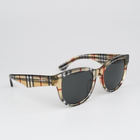 NEW Burberry BE4432U 412287 Vintage Check Dark Grey Oval Women Sunglasses - Picture 6 of 12